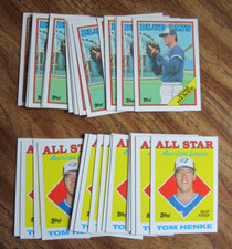 Tom Henke Lot of 32 1988 Topps Trading Cards MLB Baseball Toronto Blue Jays