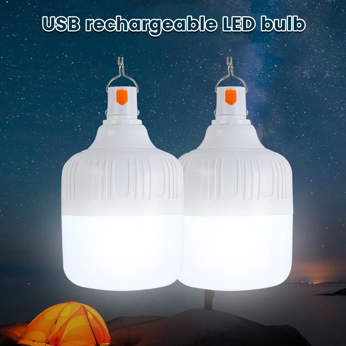 80W Emergency Light Bulb with 1200mAh Battery USB Rechargeable LED