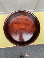 Large vintage hand-turned mahogany wooden bowl 13