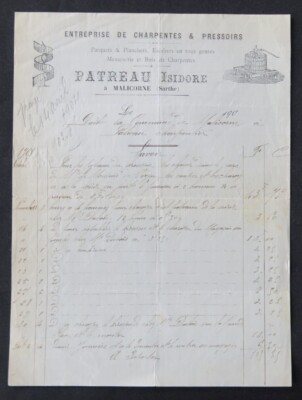 Billhead Rechnung MALICORNE Presse PATREAU Parkett Treppe Gerüst 123