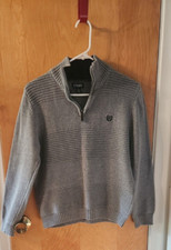 Chaps Boys Gray Quarter Zip Sweater Large 14/16