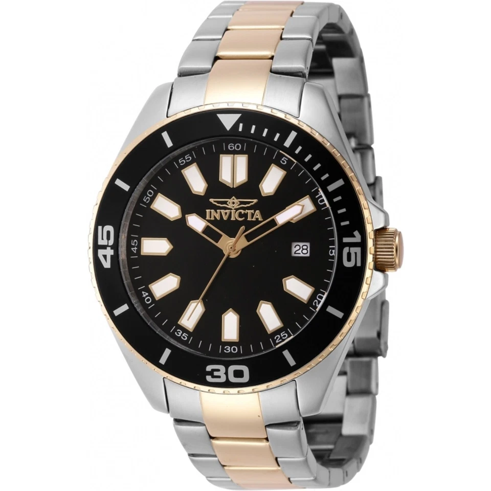 Reloj Hombre Invicta Pro Diver Cuarzo Negro Latón Cuadrante Dos Tonos Pulsera 46319
