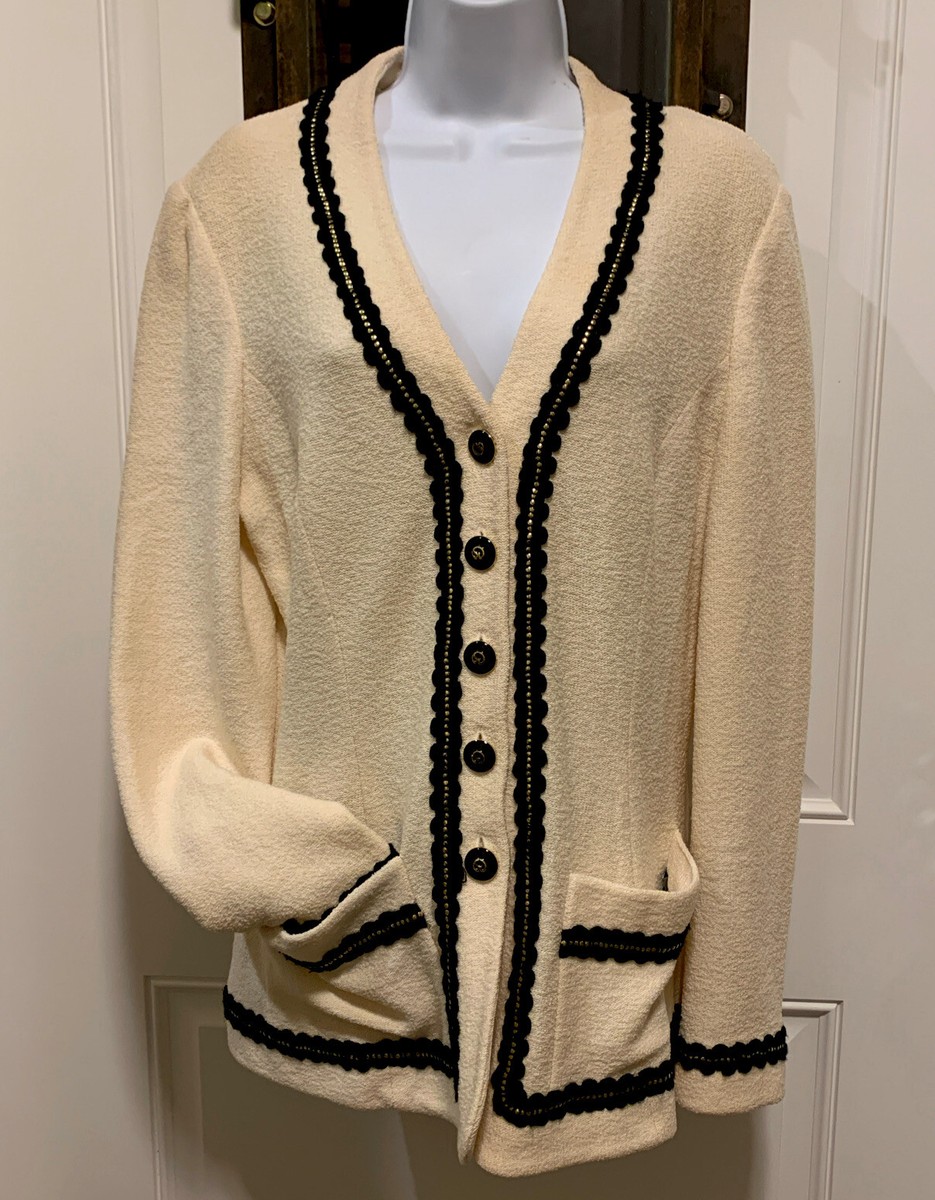 St John Collection Santana Knit Size 10 Cardigan Sweater St John Collection Santana Knit Size 10 Cardigan Sweater