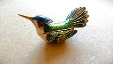 Kingfisher Bird Diamante Trinket / Pill Box - Enamel and Jewel finish