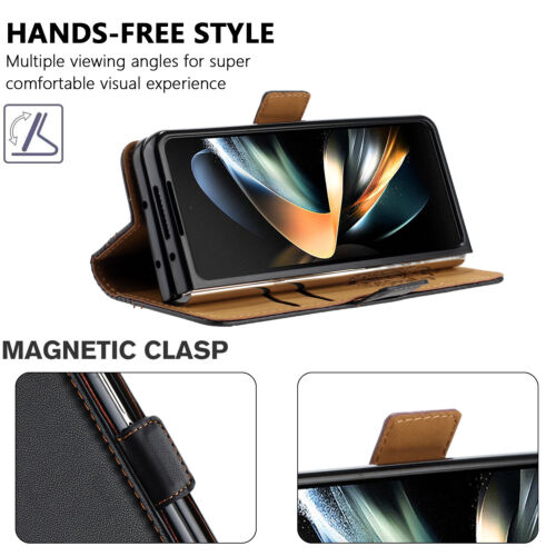 Für Samsung Galaxy Z faltbar 6/5/4 Handyhülle stoßfest Leder Karte Geldbörse Cover - Bild 41 von 53