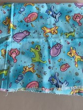 Vintage Novelty Colorful Cats Cotton Fabric 44 - 45 Inches Wide 1 Yard