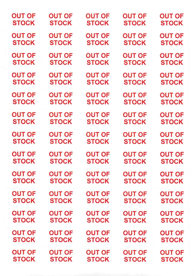 REVAY LABELS 650 OUT OF STOCK Label Stickers in RED - Sold Out Labels Catalouge Brochurs UK