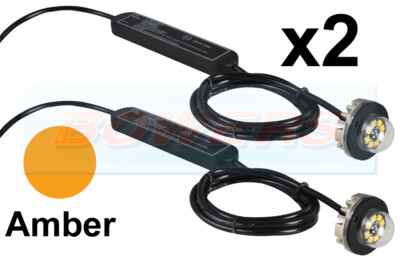 2x 12V/24V BERNSTEINFARBENE LED BLINKENDE STROBOSKOP NOTFALL WARNUNG VERSTECKTE LICHTER E-GEKENNZEICHNET