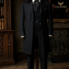 Men's Black Victorian Tailcoat Suit 3 Piece Formal Wedding Groom Gothic Steampun