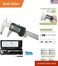 Stainless Steel Digital Caliper 0-8" with Large LCD - Perfect for DIY Projects