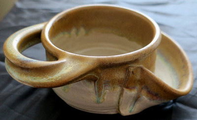 Erik Hertz Soup Bowl w/ Cracker Ledge Art Stoneware Studio Pottery