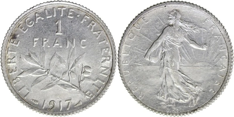 France 1 Franc - Semeuse - 1917 - Argent - Photo 1/1