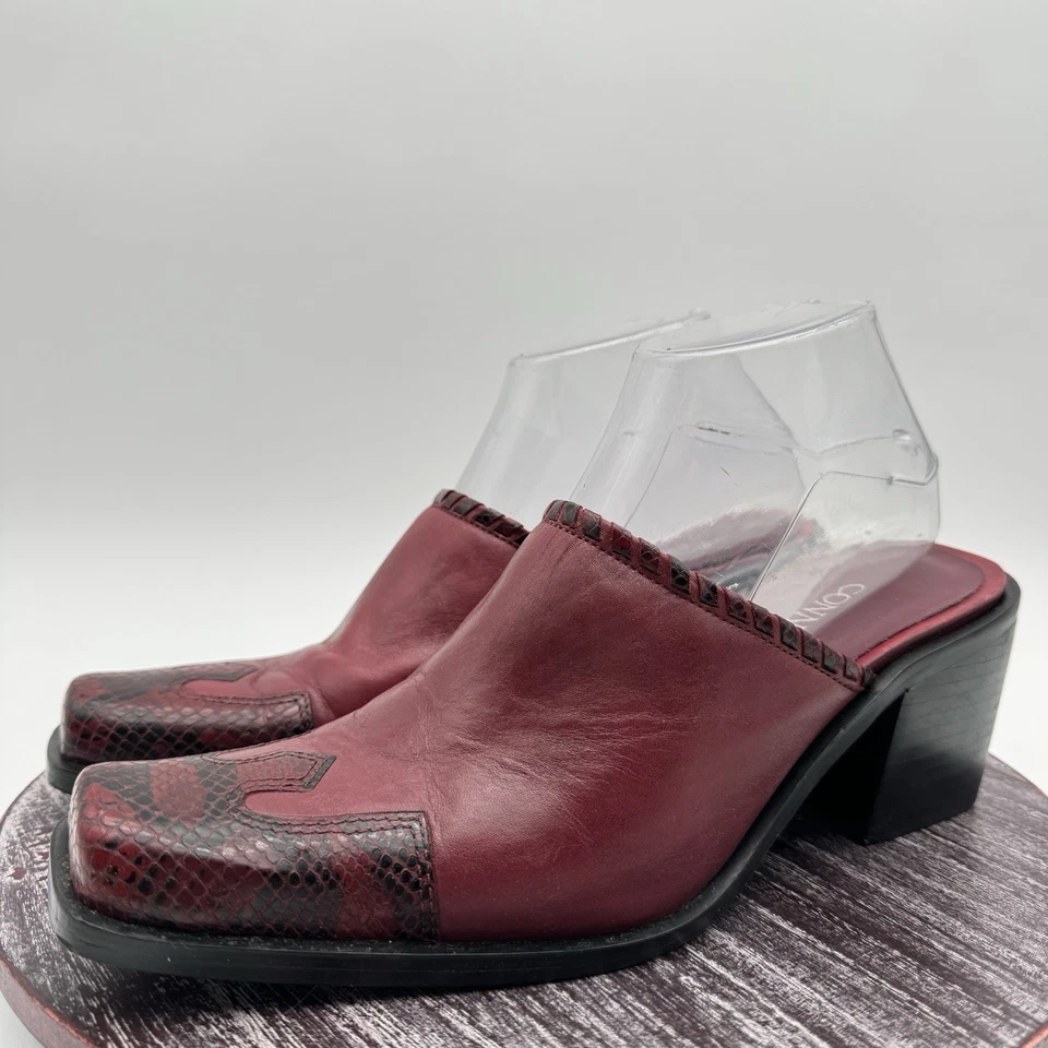 Zapatos de cuero sin cordones Connie Mule para mujer 8,5 M estribo punta de ala occidental Foto 2 de 4