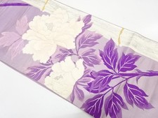 7800728: JAPANESE KIMONO / ANTIQUE PEONY / WOVEN BAMBOO PATTERN FUKURO OBI MAT