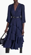 Maje Ruffled Midi Dress. Size 38. US Size 6. NWOT. MSRP $565
