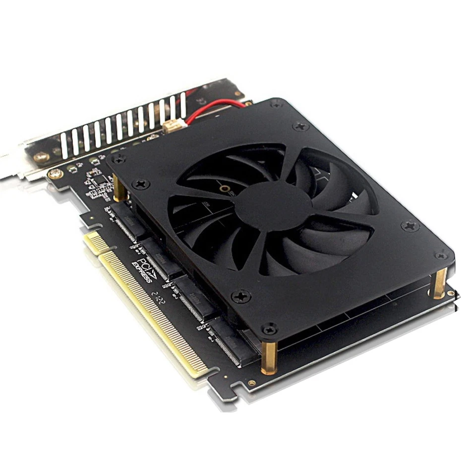 NVME M.2 Adapter Card PCIE X16 Splitter Expansion Controller 4-Disk Soft RAID - Image 2 of 4