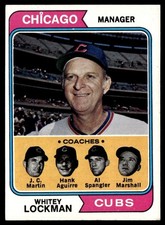 1974 Topps Card Baseball Whitey Lockman & Coaches Chicago Cubs #354 NM