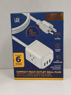LAX Compact Multi Outlet Wall Plug