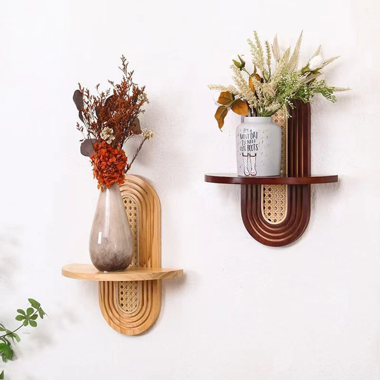 Arch Wood Shelf Wall Mounted Floating Shelf Ornament Craft Home Decoration for
