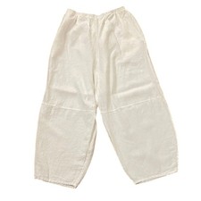 Bryn Walker White Linen Barrel Leg Pull-On Pants Womens Size XL Lagenlook USA