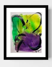 GUAJARDO Original Abstract Expressionism Butterfly 14X11 Paper Signed Art