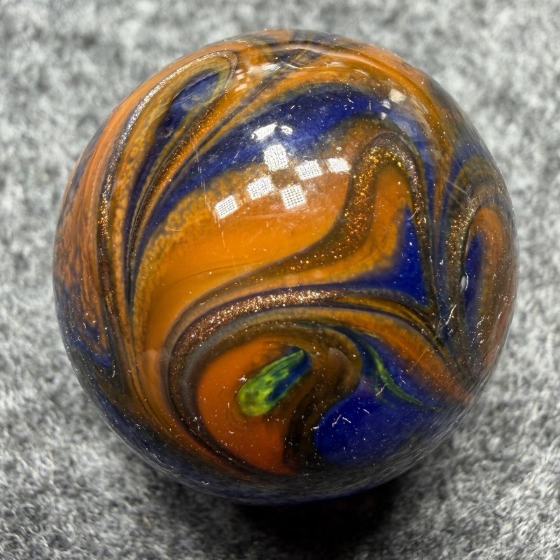 Handmade Marble Gold Lutz ( Flame - Swirl ) 1 Inch +-  (S10)