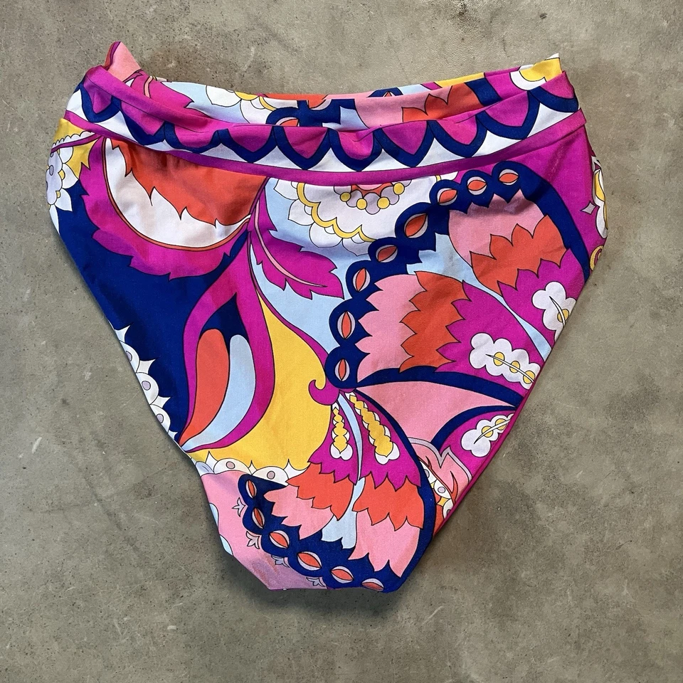 Traje de baño Trina Turk parte inferior para mujer talla 4 multicolor Sevilla bandas cintura alta Foto 4 de 4