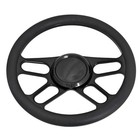 GM Chevy 14'' Black Aluminum 9 Bolt Hole Steering Wheel Half Wrap w/Horn Button