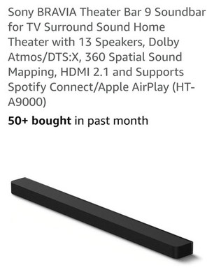 Sony HT-A9000 BRAVIA Theater Bar 9 with 13 speakers 2 Year