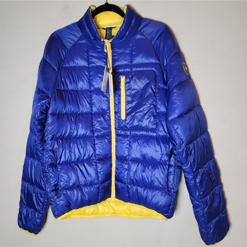NWT Noize Cruelty Free Blue Yellow Remington Puffer Jacket Size Medium