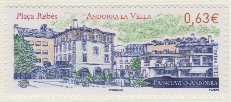 Estampillas de Andorra Francia 2013 20 Aniversario de la Constitución - Coches - Cordón ** Foto 4 de 4