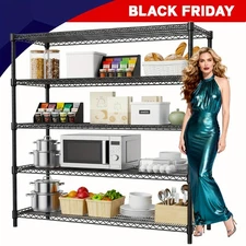 Heavy Duty 5-Tier Shelves 14*24*63" Storage Rack Metal Wire Shelving Black