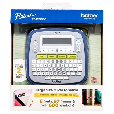  P-Touch PT-D200G Label Maker with Tape, Easy-to-Use Home & Office Labeling