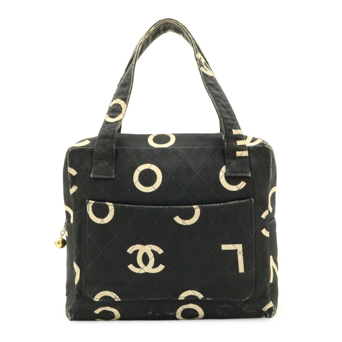 Chanel Quilted Canvas Tote Bag Women Black One Size
