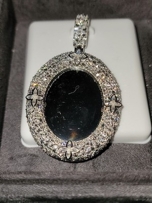 925 Sterling Silver Reserve Setting Custom Made Moissanite Picture Frame Pendant