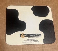 Vintage Gateway 2000 Mouse Pad Cow Print Computer Classic Design Black & White