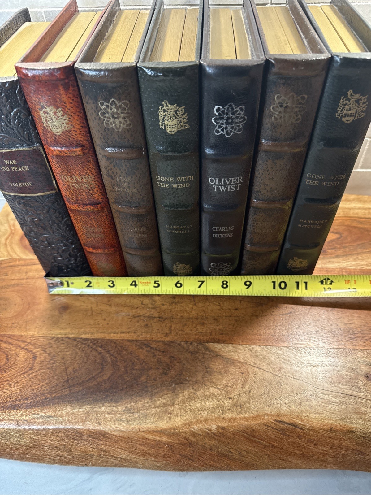 Decorative Faux Books Storage Boxes Wood Felt Lined Hollow Book Hide Lot Of 7