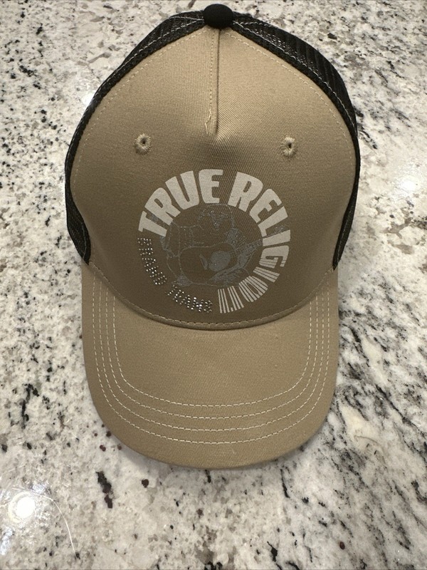 True Religion Trucker Hat Buddha Teal Rhinestone Snapback AdjustableCap New NWT