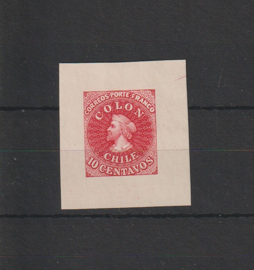 p5903 CHILE-Proof 1853 Hinged no gum 10c Die Proof?