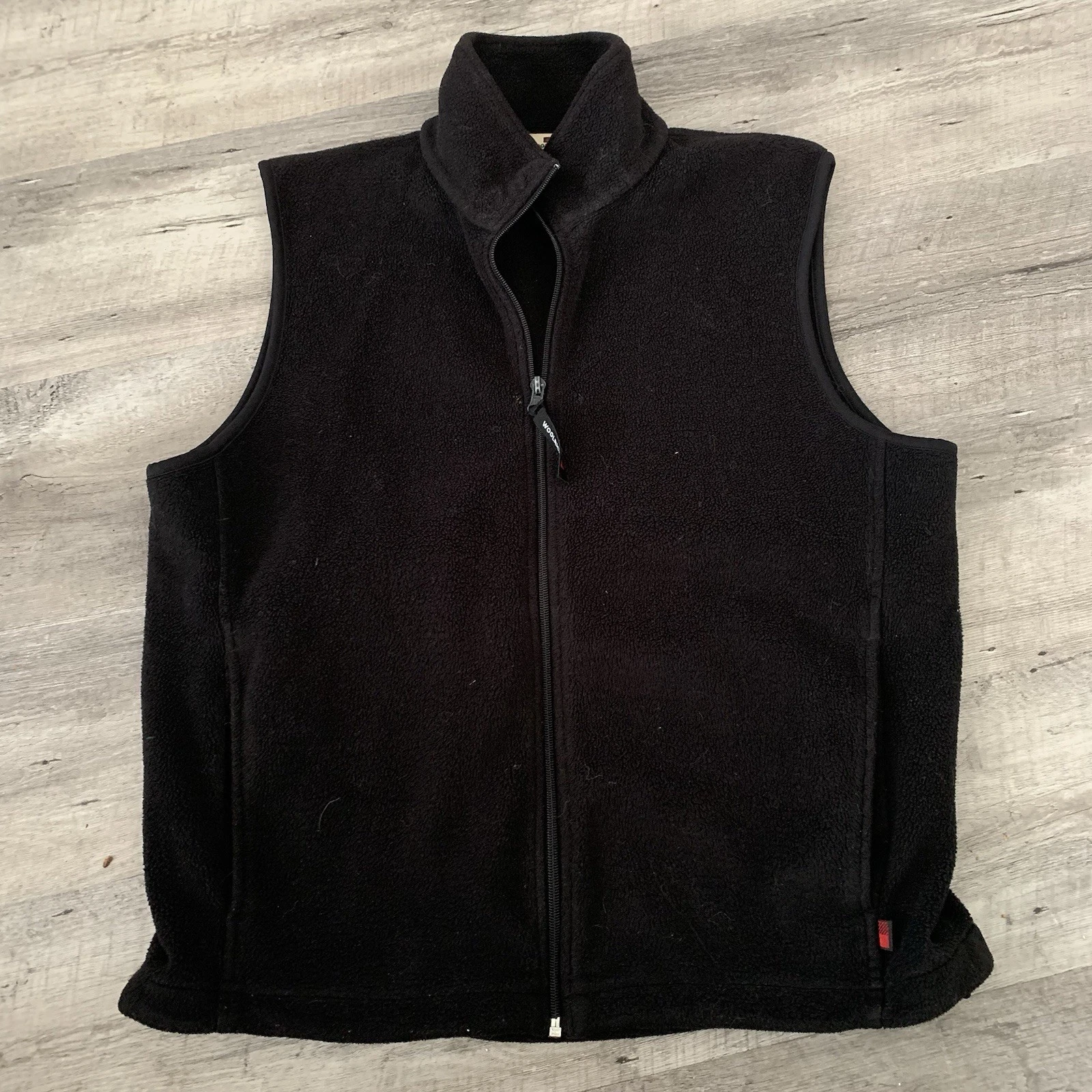 Vintage Woolrich Fleece Vest Mens Sz Medium Black Full Zip Outdoors Hiking