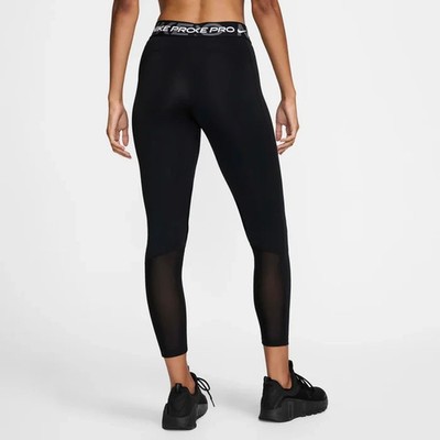 NIKE PRO WOMEN DRI-FIT TRAINING MID RISE GRAPHIC LEGGINGS BLACK