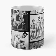 Male Figure Morning Coffee Mug, Artistic Nude Style White Mug 110z