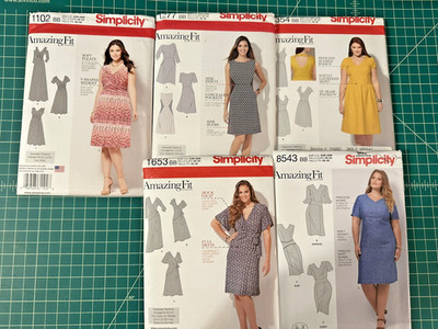 Lot of 5 Simplicity Amazing Fit Plus-Size Dress Sewing Patterns Out of Print!