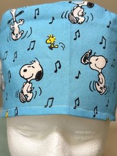 Snoopy music print reversible Adult Skull/Chemo Surgical Scrub Hat/Cap
