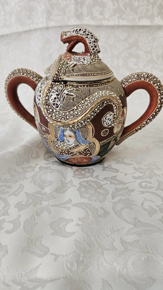 Vintage Japanese Porcelain Ceramic Kutami Meijyo China, Dragon Ware Tea Set - Image 3 of 4