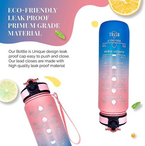Sports Water Bottle 1000ml with Motivational Time Marker & Straw Dishwasher Safe - 第 44/62 張圖片