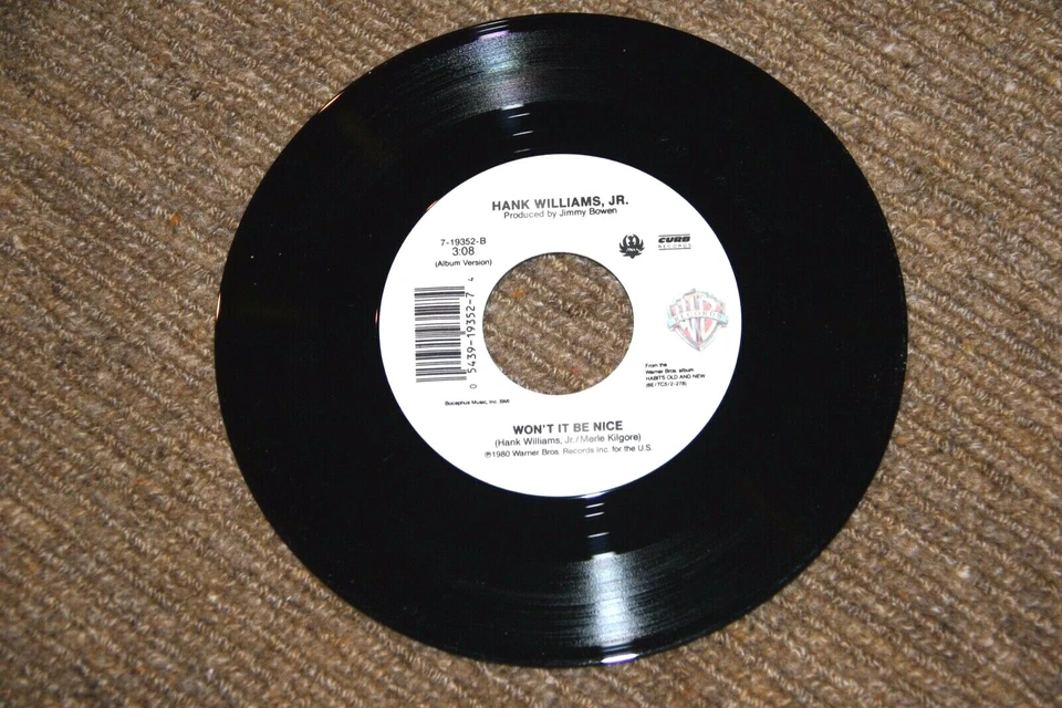 VINYL NEW 45 RECORD HANK WILLIAMS JR "IF IT WILL IT WILL" B/W "WON'T IT BE NICE" - Image 3 of 3