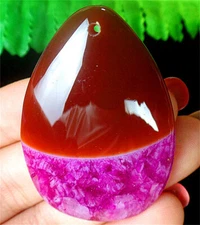 49x34x7mm Brown Red and Rose Druzy Geode Agate Teardrop Pendant Bead BQ66409