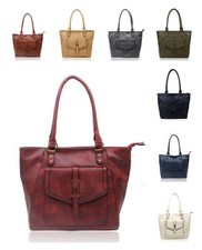 New Ladies Women's Stylish Large Size Soft PU Hand Bag With Front Pocket Detail