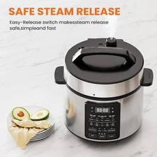Multi-Function 6 Quart Electric Pressure Cooker 9-in-1 Stainless Steel Appliance